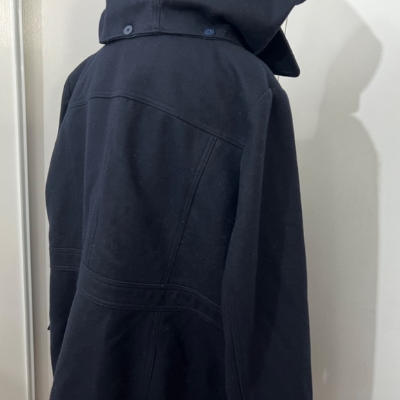 MICHAEL KORS Zip-Up Removable Hood Wool Coat Women Deep Black Lined Goldcolor 1X - Picture 13 of 16